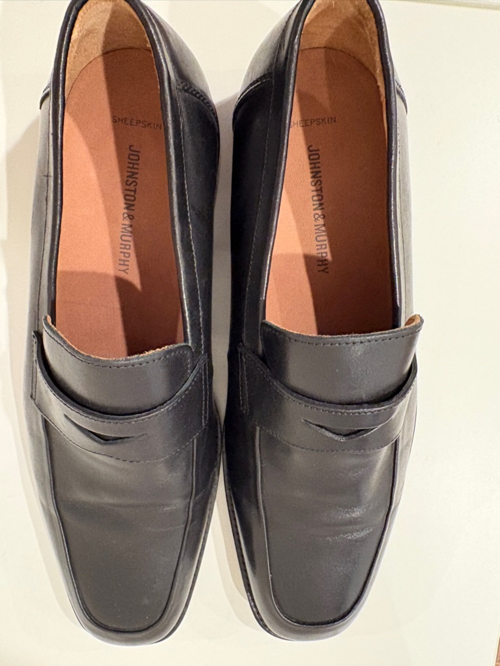 Johnston & Murphy Black Leather Penny Loafers